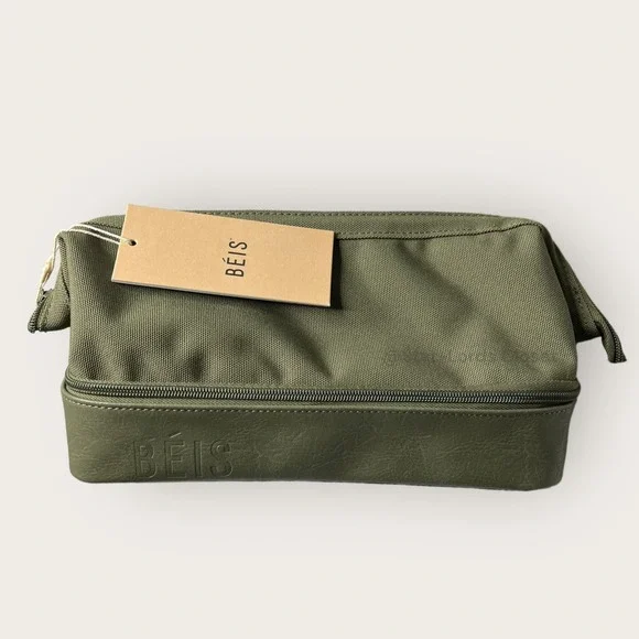 BEIS Bags Beis Dopp Kit Olive Green Minimalist Cosmetic Bag
